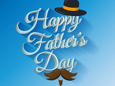 HAPPY FATHERS DAY adobe illustrator blue background branding dad daddy design fatherhood fatherly graphic design happy fathers day hat illustration logo mustaches typography ui ux vector