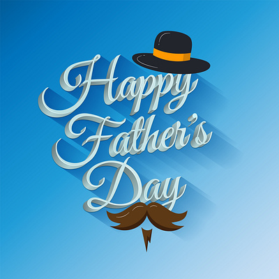 HAPPY FATHERS DAY adobe illustrator blue background branding dad daddy design fatherhood fatherly graphic design happy fathers day hat illustration logo mustaches typography ui ux vector