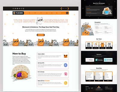 Pusheen Coin HTML & Tailwind CSS Web Template bootstrap bootstrap website cryptocurrency design html html website landing page meme crypto meme template meme token memecoin memecoin website memecoins pusheen coin tailwindcss ui uiux web design web template website template