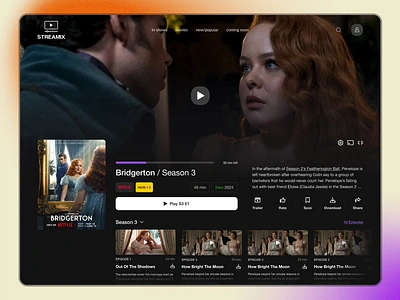 Streaming Platform -"Stream" animation app bridgerton design concept mobile app netflix responsive design streaming platform ui web design