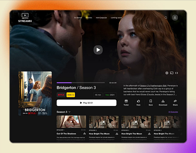 Streaming Platform -"Stream" animation app bridgerton design concept mobile app netflix responsive design streaming platform ui web design