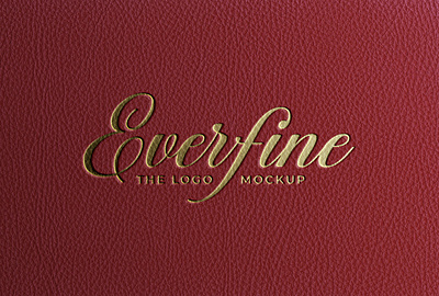 Luxury Gold Logo Mockup Red Leather embossed logo mockup