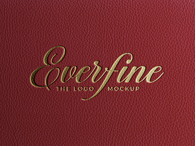 Luxury Gold Logo Mockup Red Leather embossed logo mockup