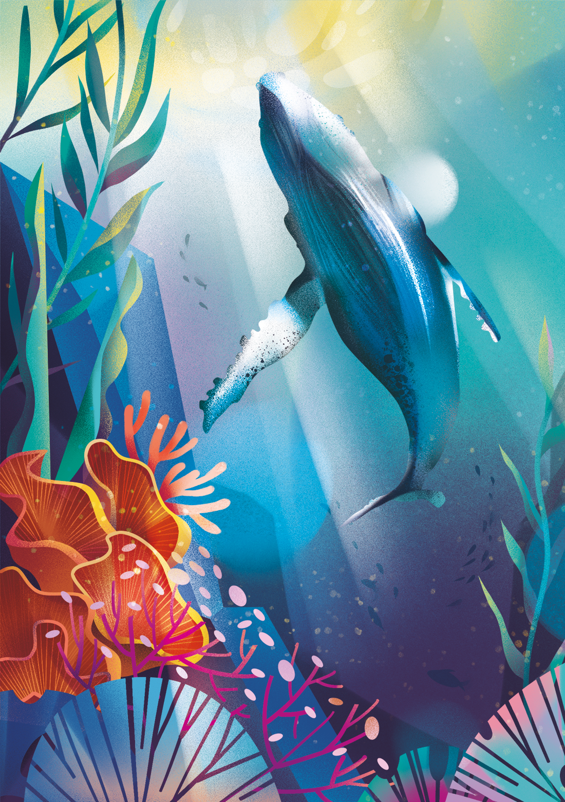 Underwater digital folioart gradient illustration jia yi liu nature ocean sea texture whale wildlife