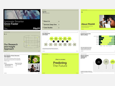 Pilot 44 - Presentation Templates acid yellow architecture balkanbrothers bbagency brand branding deck digital design graphic design innovation logo design pilot presentation design templates venture studio visual identity