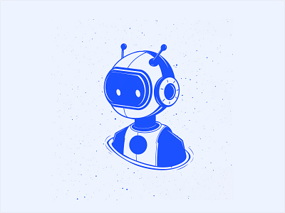 Stellar Intelligence | Illustration ai blog blue bot concept cosmic cover guardian illustration innovation intelligent learning machine minimalist privacy robot robotic security space tech