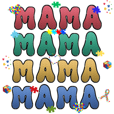 Autism Mama autism blue design digital files graphic design illustration mama png red