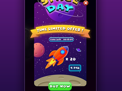 Space Day (Offer window) game app game art game interfaces game ui game ui artist game ui design game ui designer game uiux mobile game offer space day ui design ui designer uiux uiux design window app