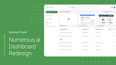 Numerous.ai: Dashboard Redesign Project 3d animation app appdesign branding dashboard design graphic design illustration landing page logo motion graphics redesign ui uidesign ux uxdesign web design website website design