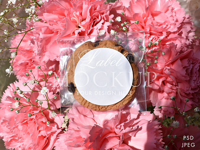 Wedding Favor Sticker Label Mockup | Cookie | Pink Floral circle graphic design hand styled photo jpeg label mockup photography pink floral png psd round smart object sticker mockup styled image styled photo wedding favor mock up