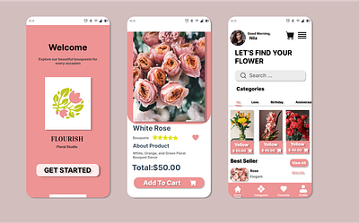 Flower Selling Mobile App 3d branding design flower graphic design illustration logo motion graphics ui ux vector