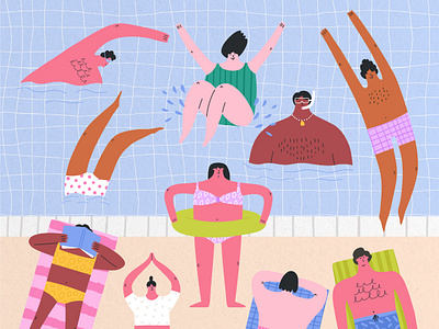 Summer pool fun adobe fresco adobe illustrator characters creative market cute design illustration summer summer art summer illustration summer people swimming pool vacation vector