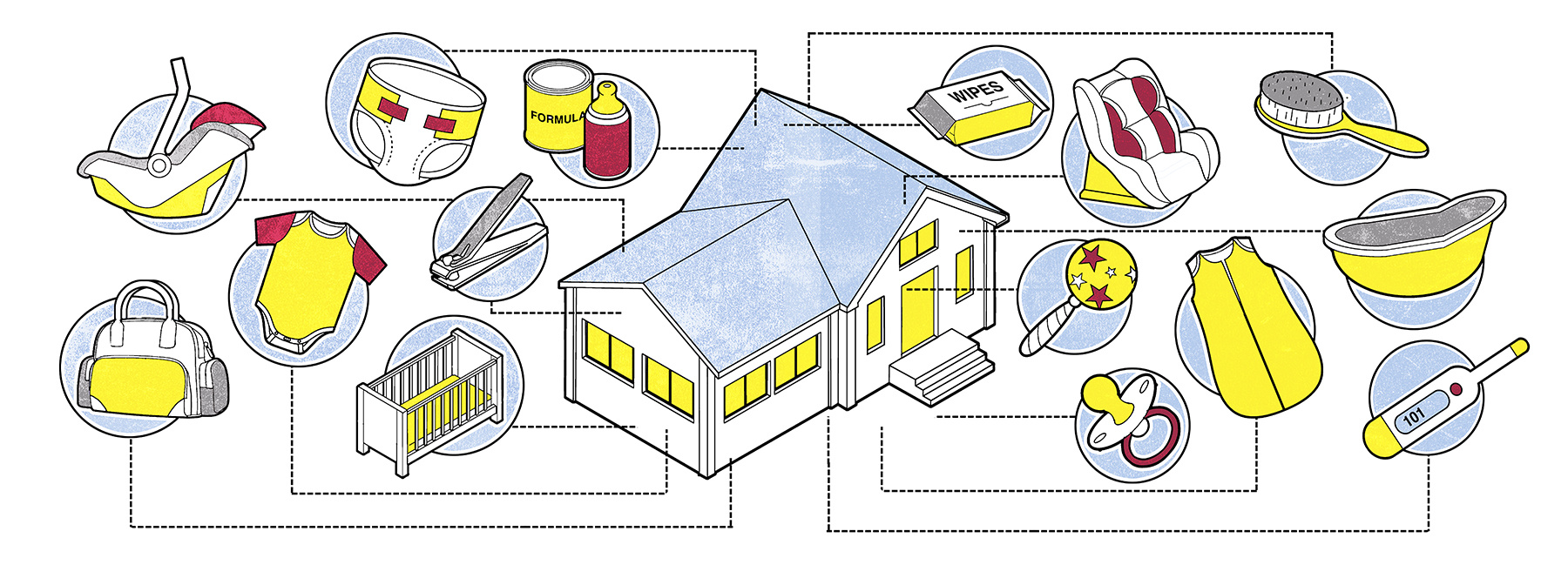 Baby Prep baby diagram digital folioart home house icons illustration infographic isometric line parenting son of alan