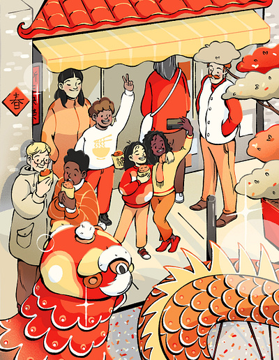 Chinatown 2d character china digital editorial folioart illustration magazine cover nien ken alec lu