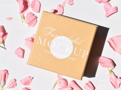 Favor Label Sticker Mockup | Pink Petals and Rustic Kraft Style branding circle favor label gift label label mockup object photography pink petals psd jpeg png round rustic kraft style box small business label smart object sticker mockup styled photo