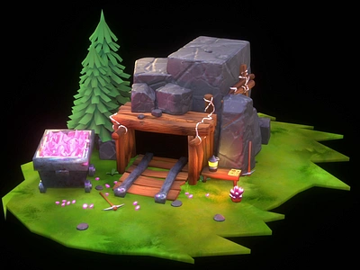 Gem Mine 3D Diorama 3d 3dart 3ds animation art blender branding cgi diorama gameasset graphic design graphics maya motion graphics render unity