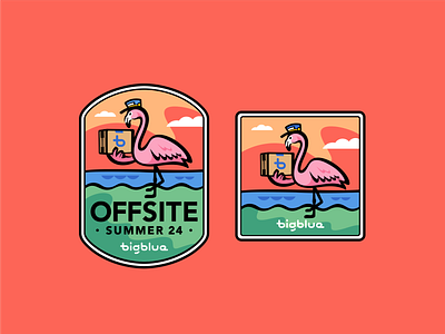 Offsite Summer 24 badge beach bird branding delivery design flamingo font icon icon set illustration letter logo postage resort summer travel tropical typo vector