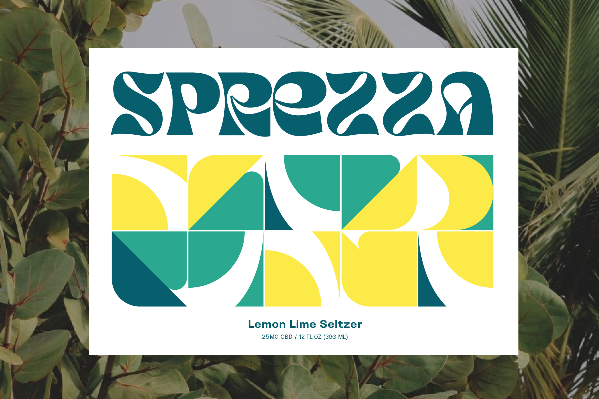 Sprezza Package Design Label & Logo branding can cbd curve design designer geometric graphic design green icon logo package pattern seltzer tropical water yellow