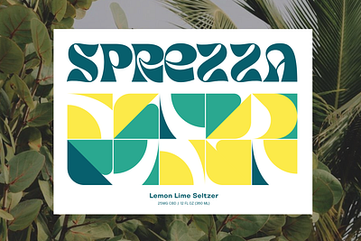 Sprezza Package Design Label & Logo branding can cbd curve design designer geometric graphic design green icon logo package pattern seltzer tropical water yellow