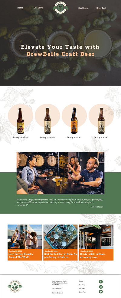 BrewBelle Craft Beer Website Design branding figma ui uidesign uiux webdesign website websitedesign