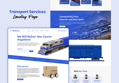 Railcom Transport Landing Page Design branding graphic design logo logo design ui web design web devlopment website website design