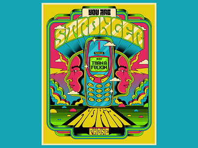 You are stronger than a fn nokia phone design illustration motivation psychedelic retro strength vector vintage