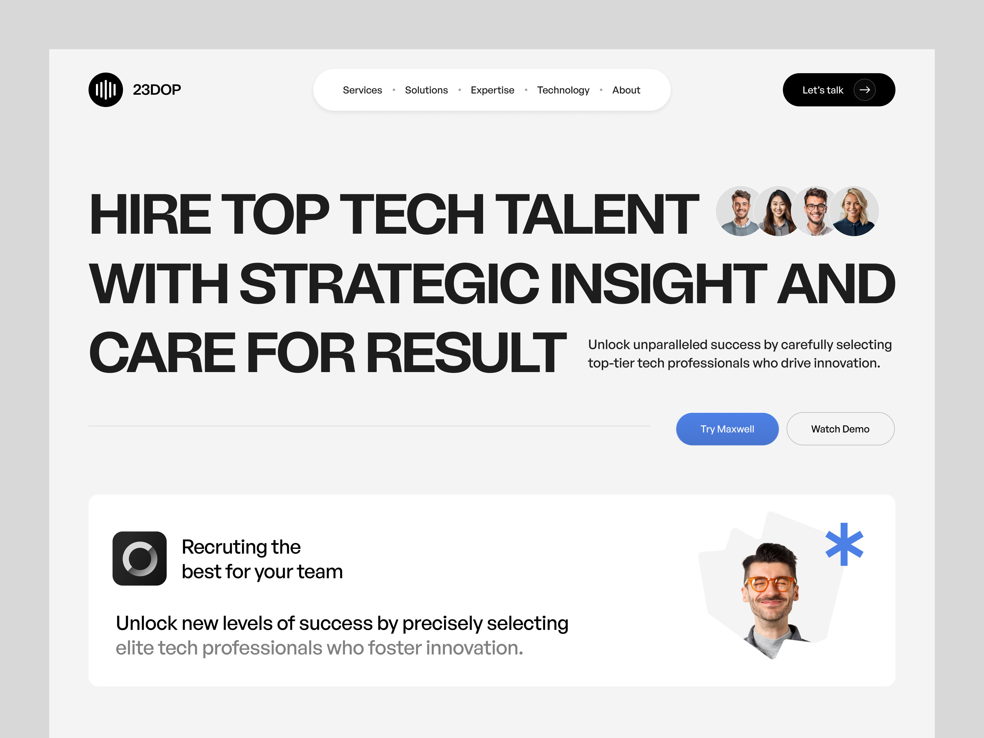 23DOP - Hiring Company app creative design hero hiring platform ui ux web web design