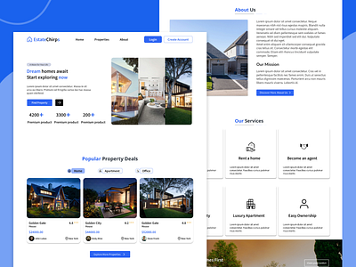 EstateChirps - Real Estate Design 🏠 estate design estate website landing page design real estate design saas estate design web design web ui