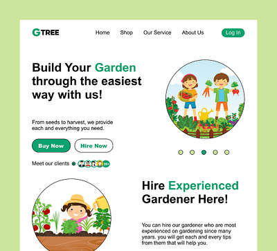 UI Concept of Gardening landing page branding landing page logo products ui ux web design