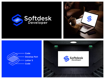 Software Developer logo design, coding logo advertising logo app icon app icon software branding code code logo coding logo developer logo digital agency marketing logo s letter logo s with coding logo seo company logo softdesk logo software developer software logo startup tech logo technology logo website logo