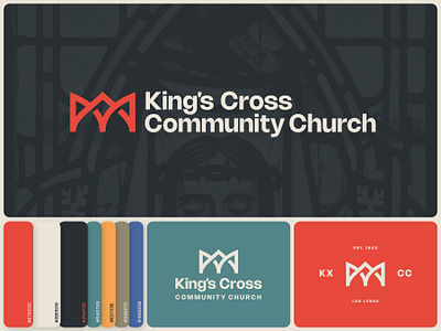 Logo Design for King's Cross Community Church branding christian design christian logo church branding church logo historic logo logo logotype ministry branding muted colors red logo reformed church