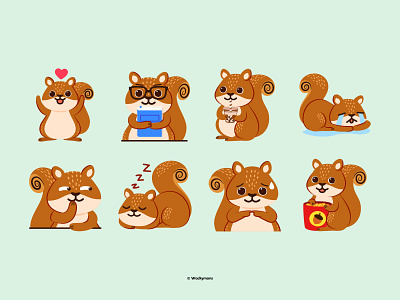 Spoofy Digital Sticker for Polytechnic Students 2d illustration branding character design character illustration cute cute character design digital illustration digital sticker good vibes happy illustration squirrel sticker pack telegram sticker