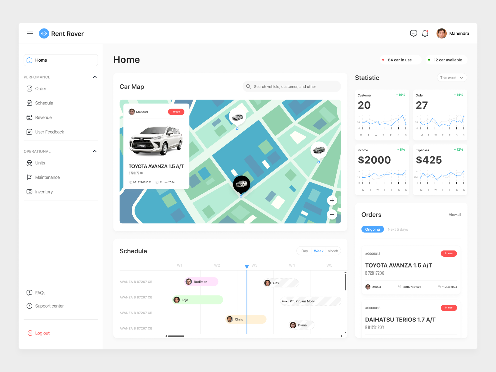 Car Rental Dashboard booking car car booking car renting car tracking clean components dashboard design maps minimal rent rent a car rental renting track tracking ui ux web