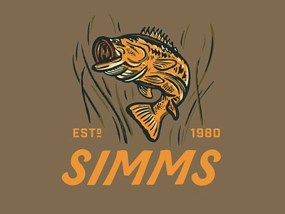 Simms Fishing Products - Artist Lake Series apparel design bass fishing branding custom type design fly fishing graphic design hat design heritage illustration kroneberger lettering patch retro simms fishing t shirt design trout type vintage