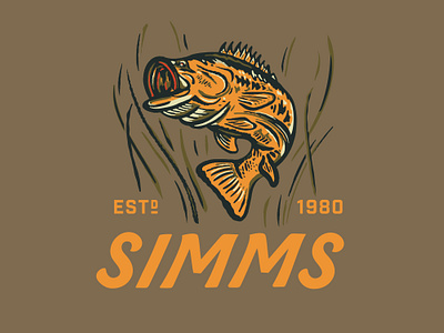 Simms Fishing Products - Artist Lake Series apparel design bass fishing branding custom type design fly fishing graphic design hat design heritage illustration kroneberger lettering patch retro simms fishing t shirt design trout type vintage