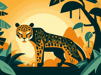 Jaguar, Guardian of the Amazon graphic design illustration vector
