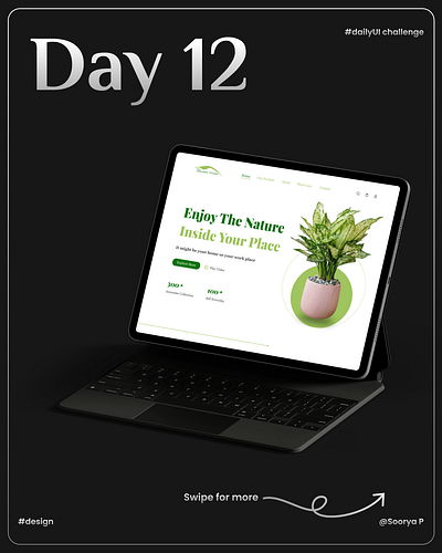 E-commerce Shop Landing Page - #DailyUI Challenge : Day 12/100 100daydesignchallenge dailyui dailyuichallenge ecommerceshop indoorplants indoorplantshop indoorplantshoplandingpage landingpage ui uidesign websitedesign