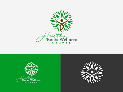 HEALTHY ROOTS WELLNESS CENTER LOGO DESIGNS branding design global graphic design healthy healthy roots wellnes center jrraystudio logo nature vector wellness