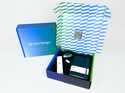 eSynergy Packaging box branding design esynergy gift graphic design logo packaging pattern sticker template welcome