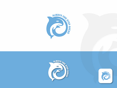 ALWAYS ONE STEP AHEAD LOGO DESIGNS always one step ahead branding design dolphin dolphins graphic design jrraystudio logo whale