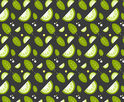 Pattern with lime slices and leaves leaves lime pattern print