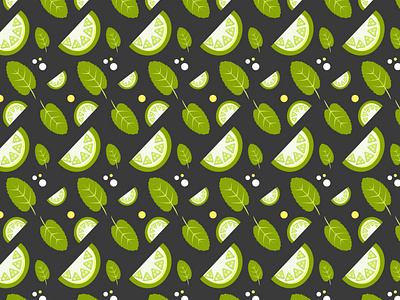 Pattern with lime slices and leaves leaves lime pattern print