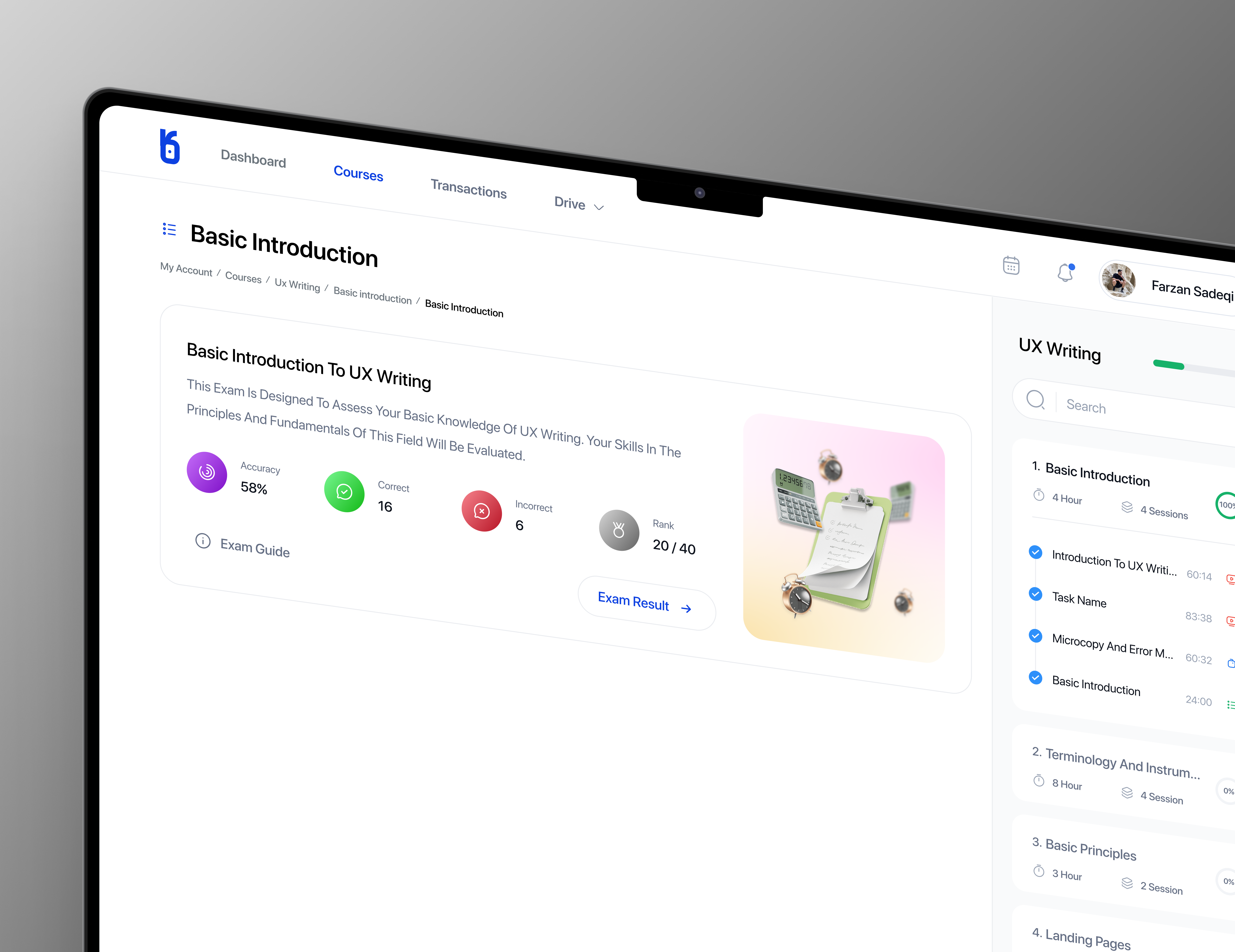 Online Exam dashboard dashboard ui design design education education website educational dashboard exam online education online exam product design quiz task test ui ui design uiux web site