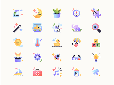 Cute Icons branding child clean cute design figma flat icon set iconography icons illustration kids logo people simple ui