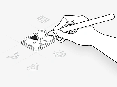 Logo Sketch illustration isometric logo sketch outline