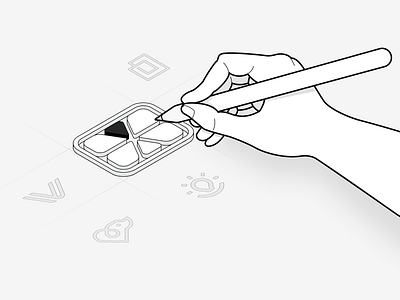 Logo Sketch illustration isometric logo sketch outline