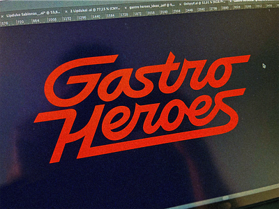 Gastro Heroes authentic branding calligraphy custom design flow iconic identity lettering logo logomaker logotype process retro script type unique wip wordmark