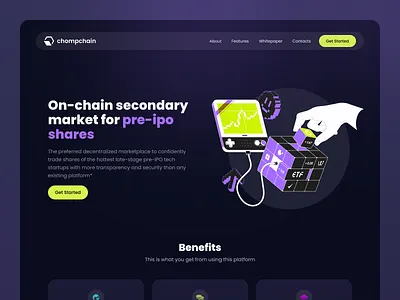 Chompchain Landing - Maddesign.io blockchain btc chain crypto dark eth finance fintech invest investments ipo landing pre ipo shares stocks ui ux web website