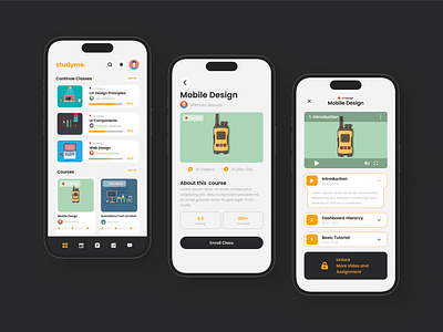 Mobile App - Online Class UI Design app branding dashboard design design app design ui desktop graphic design landing page mobile app mobile ui ui ui dashboard uiux uiux design web