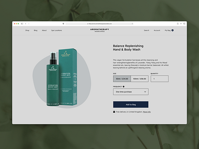 Aromatherapy e-commerce product page clean interface minimalistic product redesign skincare ui ux website